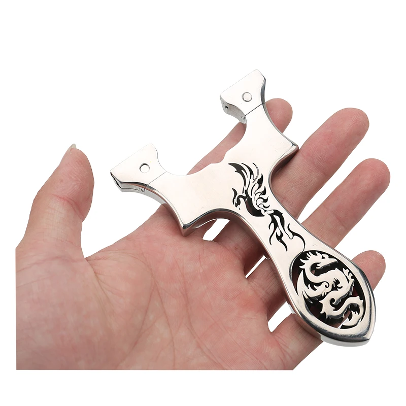 
Hot outdoor hunting game sling shooting stainless steel catapult shooting catapult flat rubber band powerful catapult OEM custom 