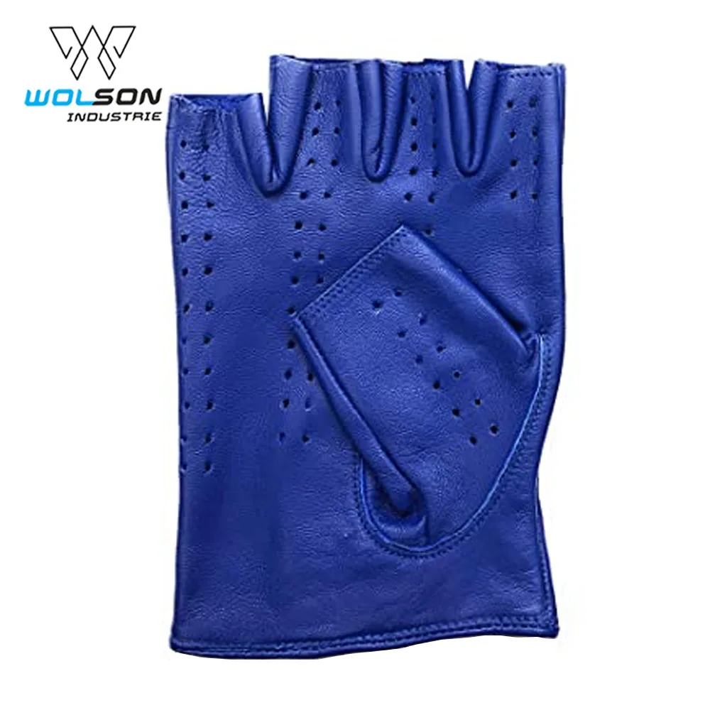 Blue Sheepskin Leather Unlined Driving Gloves for Men & Women XL Size Anti-Slip Gloves for Driving