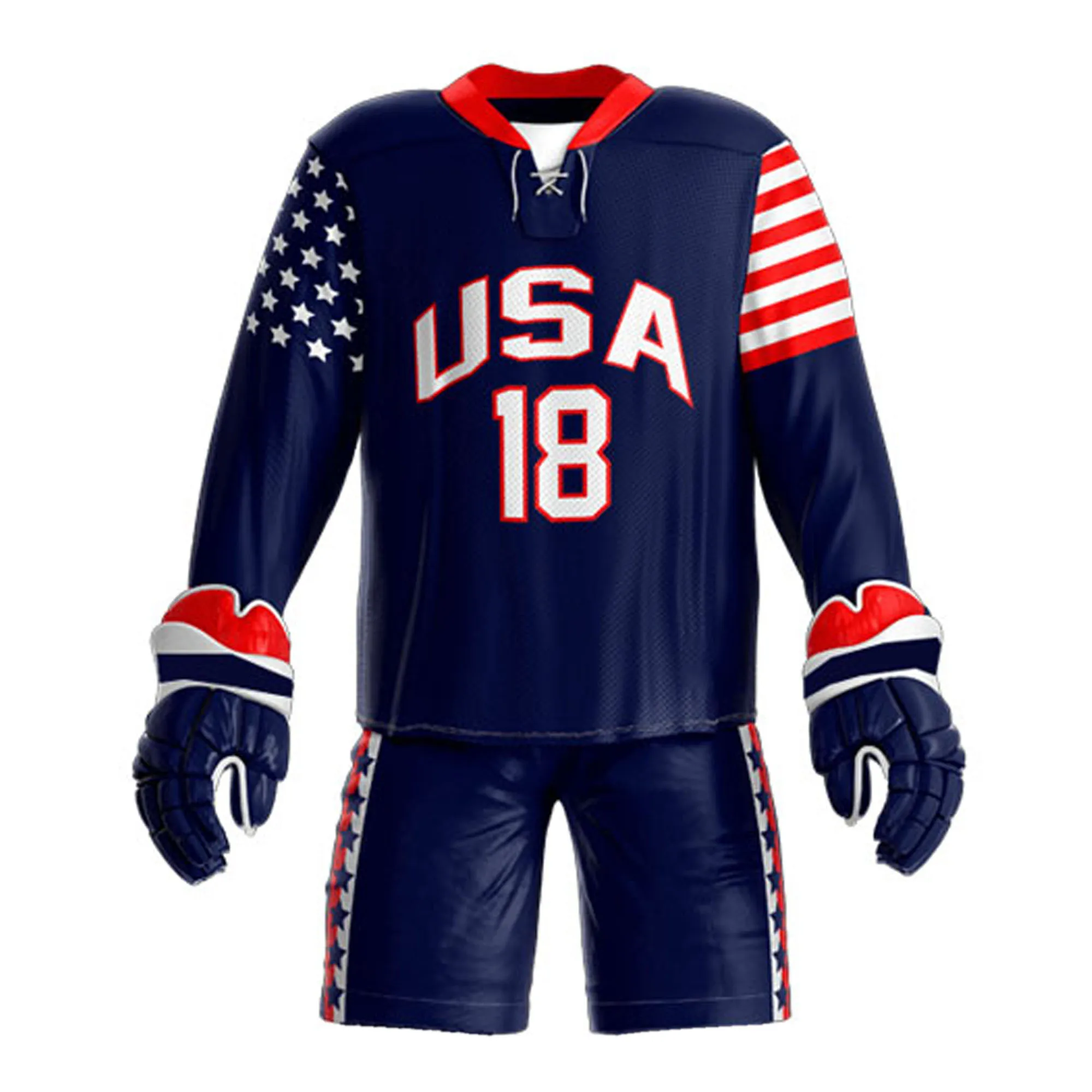 Униформа для хоккея с шайбой Высококачественная униформа двусторонняя колледжа