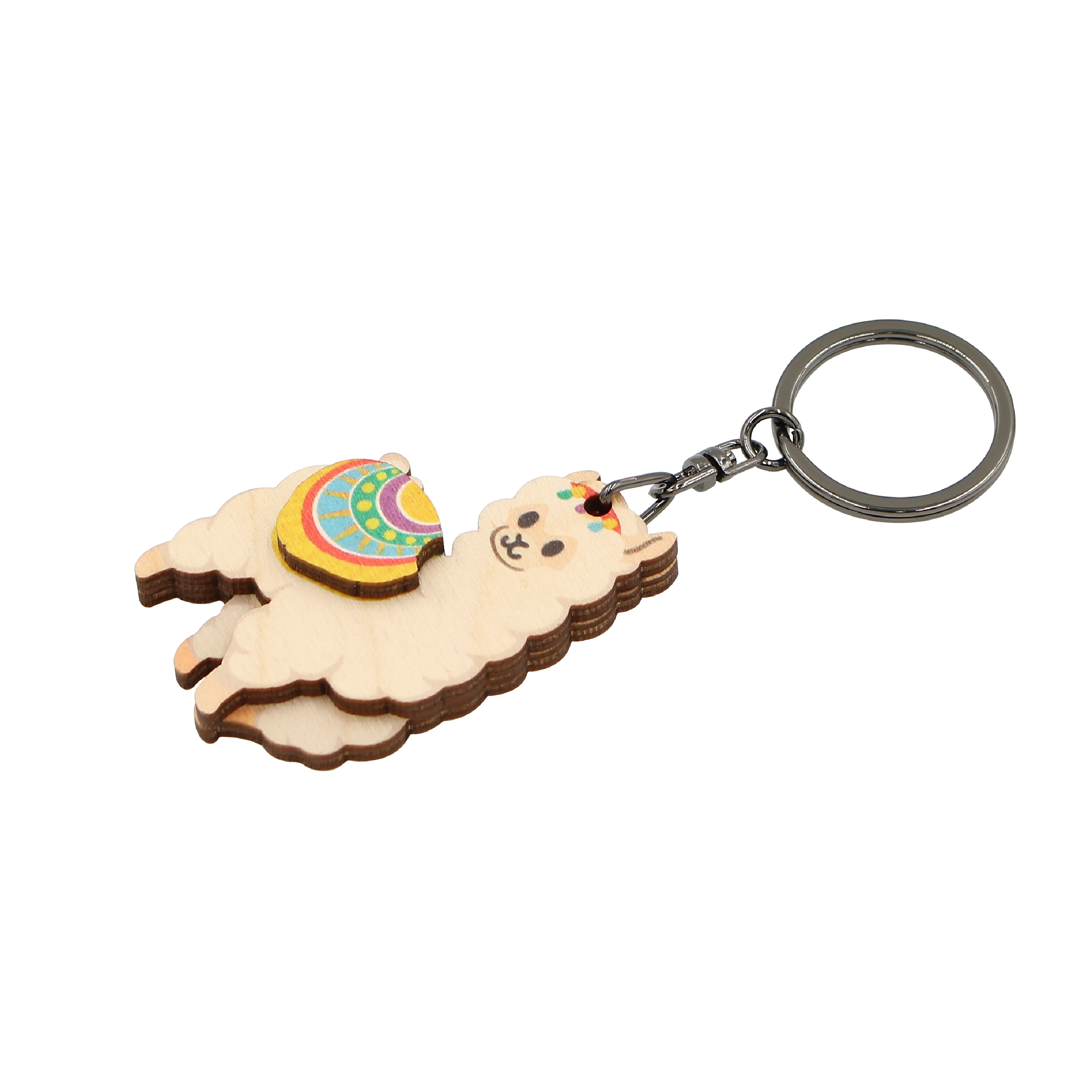 Wholesale Custom Design Lama Cute Wooden Wood Keychain Souvenirs Christmas Promotional Gift