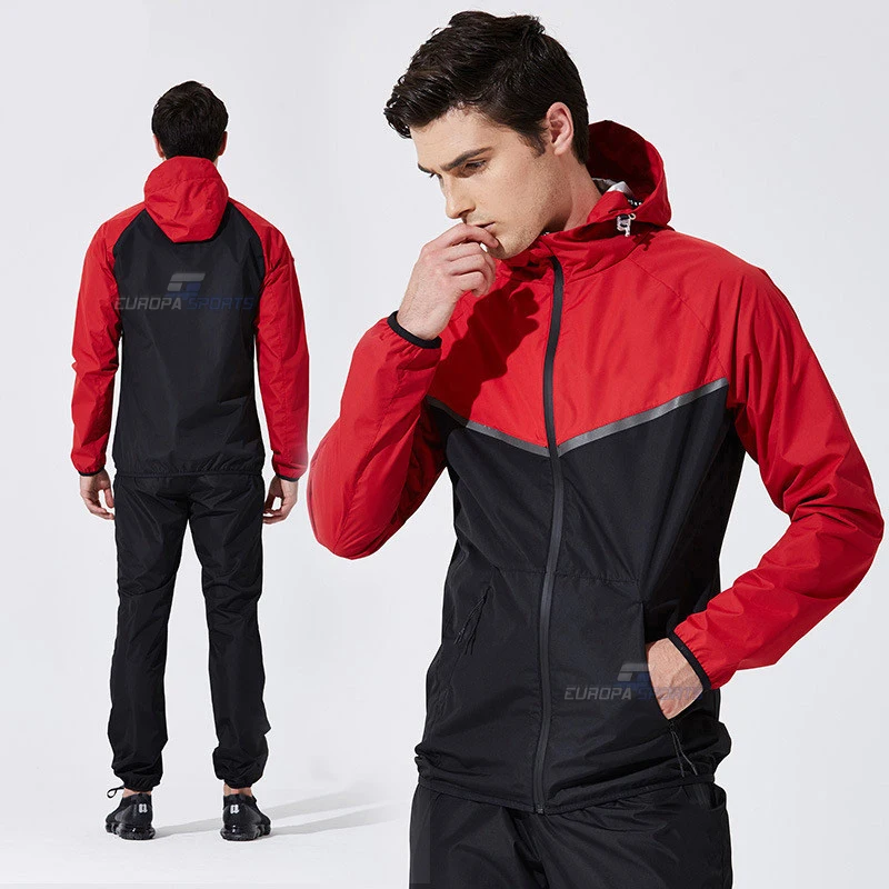 
Sport Jackets and Pants Gym Hooded Clothing Running Training Set Sweat Lose Weight Fitness Running Jogging Sauna Suit Suit Set 