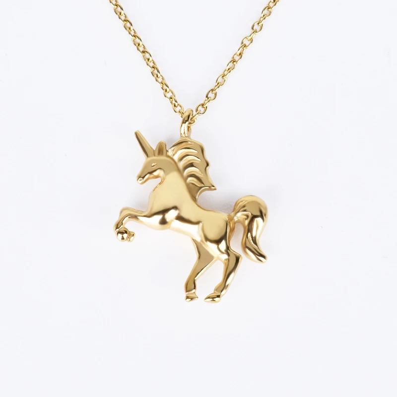 Women Necklace Gold Fantasy Horse Charm Unicorn Pendant