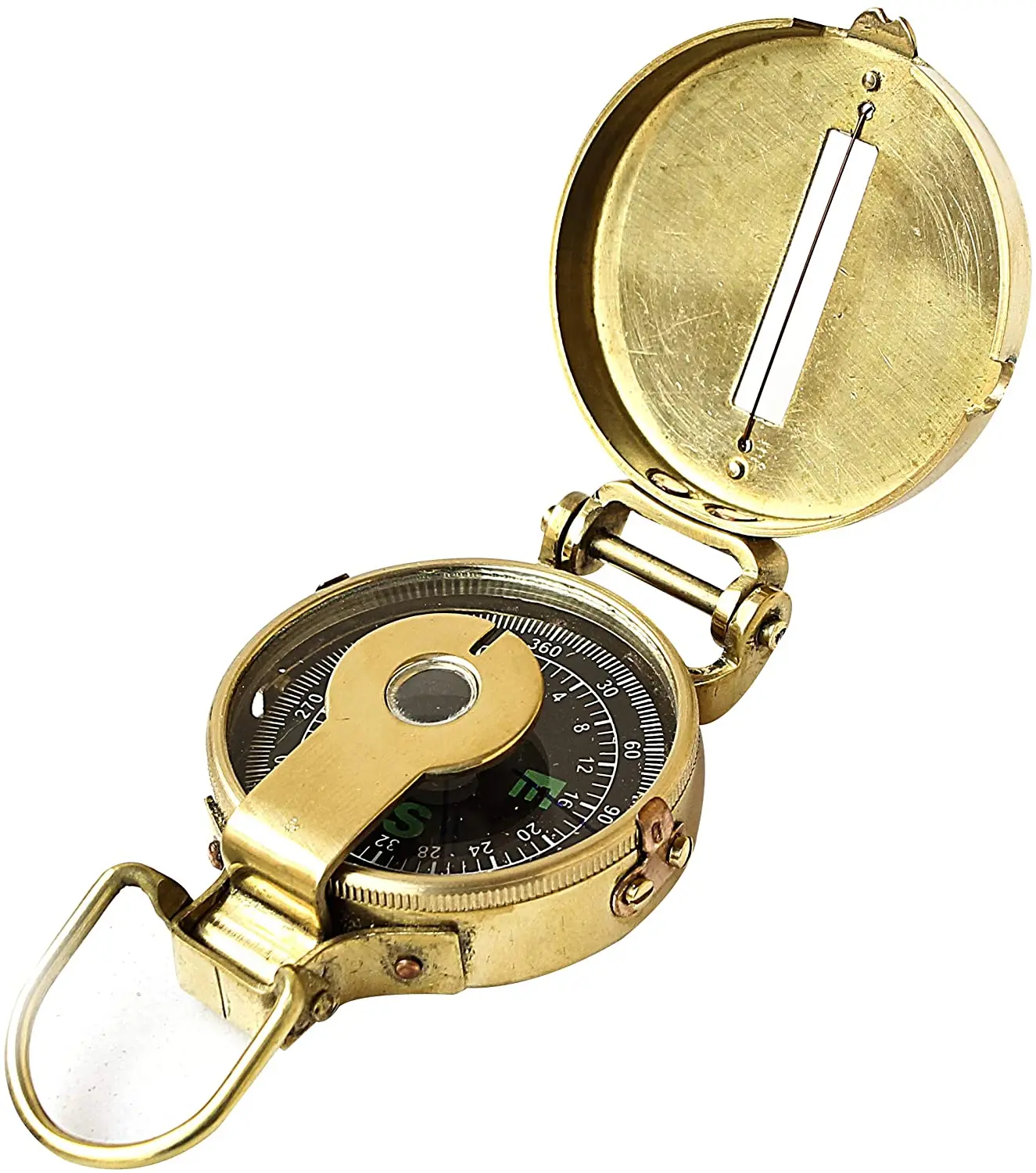 Vintage Old Style Military Compass Nautical Pocket Shiny Brass Navigational Instrument