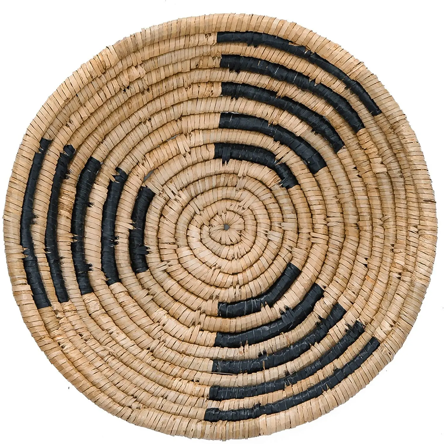 Wicker Wall Basket Decor Set of 4 Oversized, Hanging Natural Woven Seagrass Flat Baskets, Round Boho Wall Basket Decor