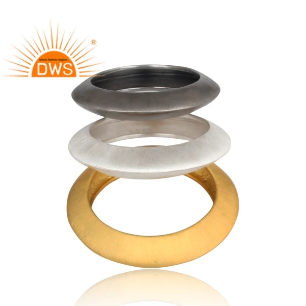 Designer Gold Silver and Black Oxidized Brass Statement Boho Bangle Set of 3 Piece Jewelry Manufacturer  Classic Collection