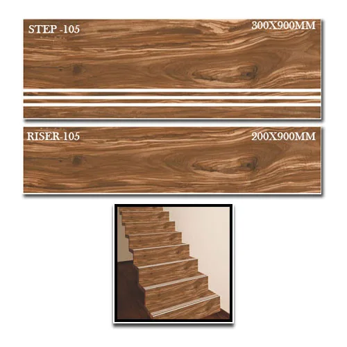 Beautiful Designer Interior Tiles 200 x 900 mm 300 x 900 mm Porcelain Stair Step Risers Wooden Marble Stone Stairs Floor
