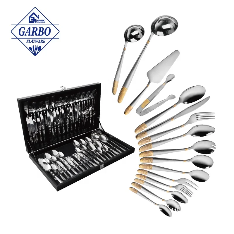 Portable silverware set 86 pieces luxurious stainless steel flatware set 18/10 premium case best kitchen utensils for home use