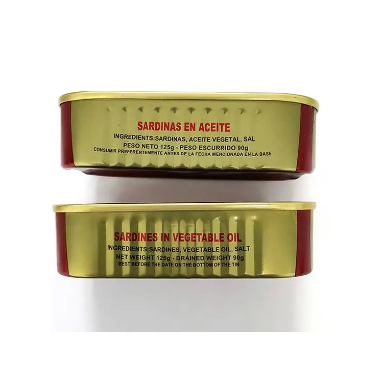 Canned sardines in vegetable oil 125g/425g Canned Fish from factory for Ghana