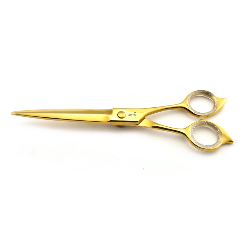 High Quality Barber Barber Scissors in Japanese Steel Gold Finish Sword Design Blade With Cat Design