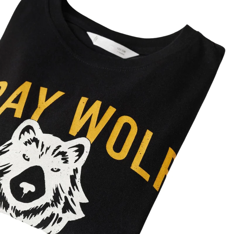 Gray Wolf Long Sleeve T Shirt Toddler Casual T shirts Comfortable 100% Cotton Sweatshirts Children Crew Neck T Shirt for kids