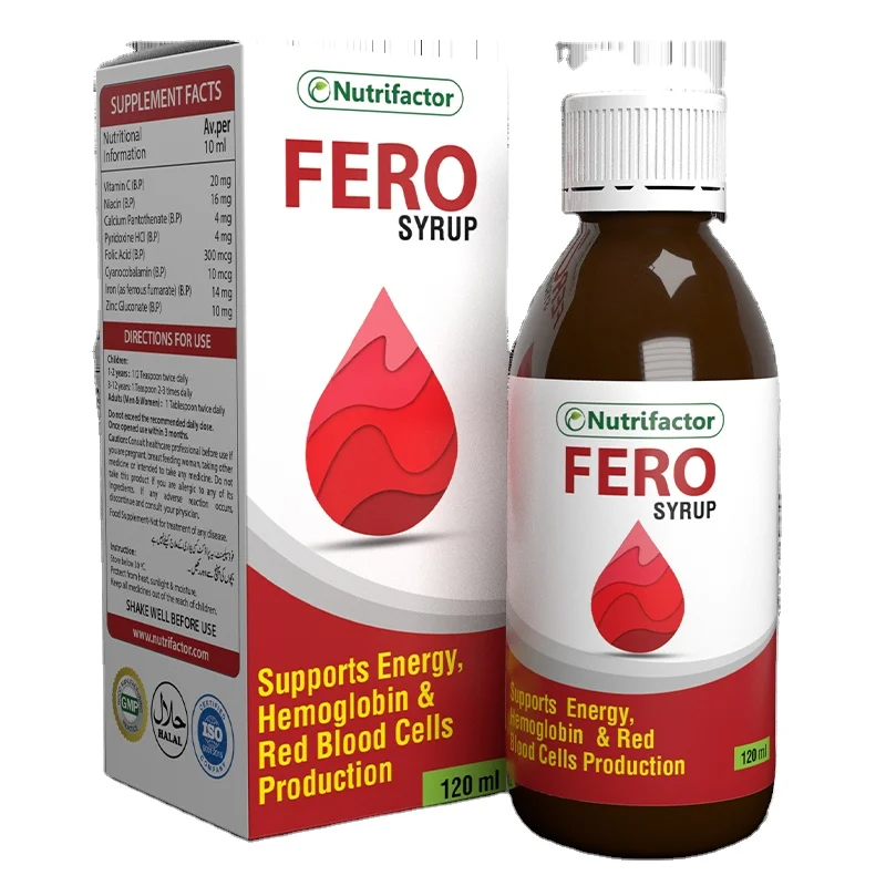 FERO SYRUP Vitamin B12 C Iron Folic acid Helps in Red Blood Cells Formulation Nutrifactor Healthcare Product for Men Women Kids