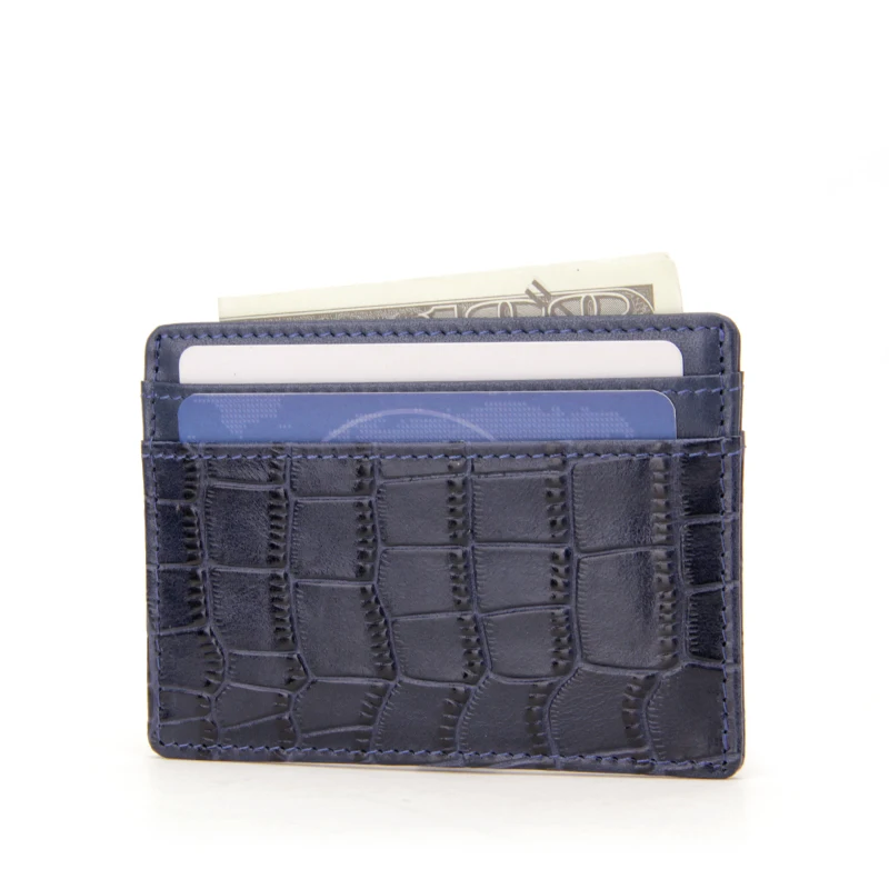 RFID Blocking Custom OEM Mens PU Crocodile Business Credit Card Holder
