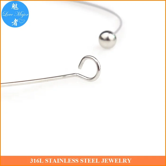 Choker Necklace for Women Stainless Steel Silver Wire Choker Collar Bead Clasps