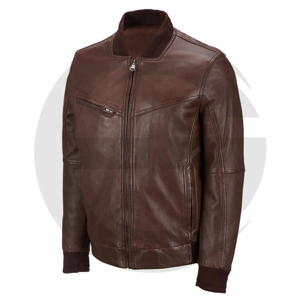 Men Genuine Leather Jacket Custom Made Fashion Leather Jacket