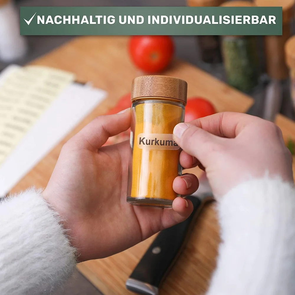 4oz 100 ml Spice Jars with Bamboo Lids with labels