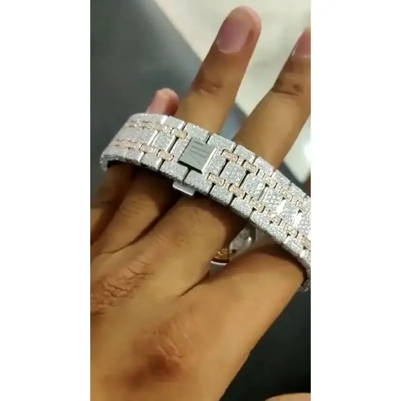 Часы мужские водонепроницаемые браслеты из нержавеющей стали чистого бриллианта роскошные