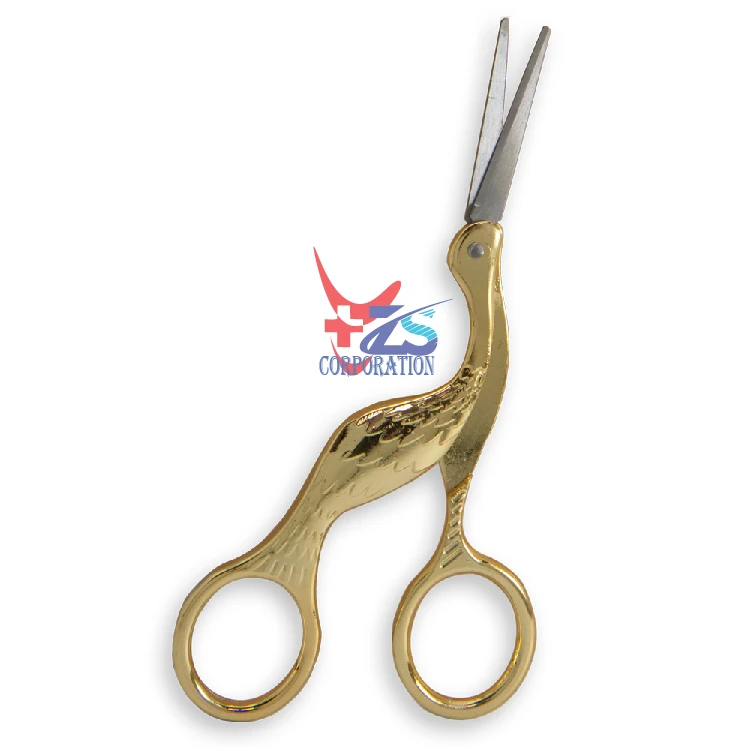 Embroidery Sewing Nail Cuticle Scissors with Beautiful Designing Bird Shape Stainless Steel Gold Color Crane Beauty Scissors