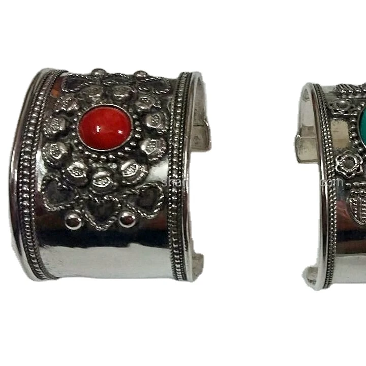 Handmade party wear Fashion Metal cuff turquoise stone