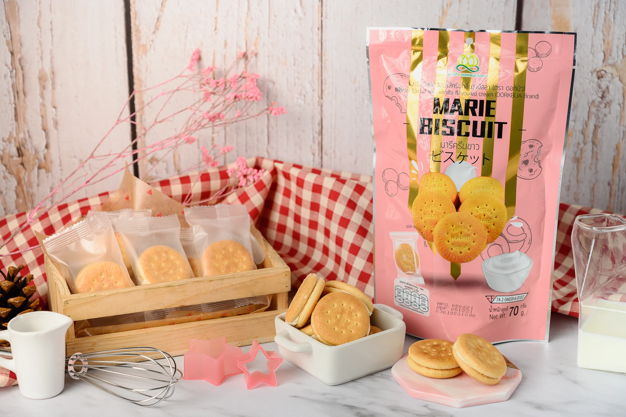  Полумягкая текстура для выпечки Мари печенье с ванильным вкусом крем экспорт из Таиланда