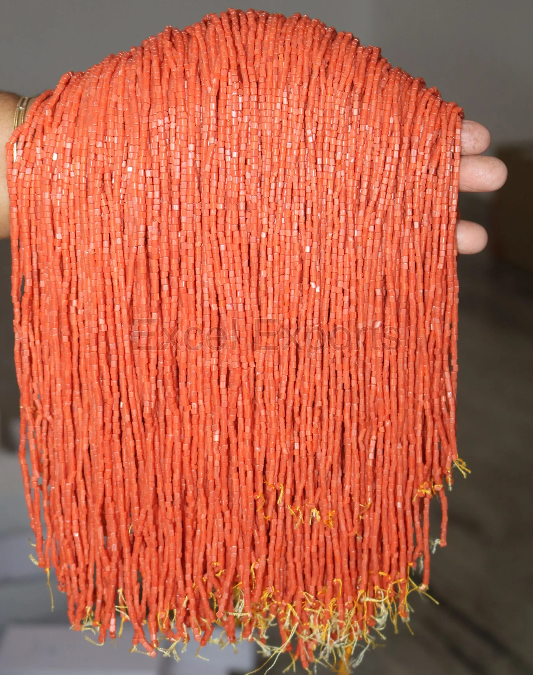 2024 Top selling glass beads 2mm 3mm 4mm square tube cube Orange coral colors for jewelry making loose beads on strand.