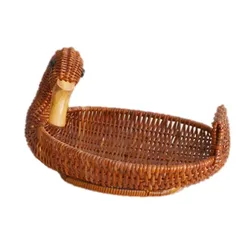 Best Selling Vietnam Handmade Vintage Style Woven Wicker  Rattan Duck Basket For Storing Food Made In Vietnam.