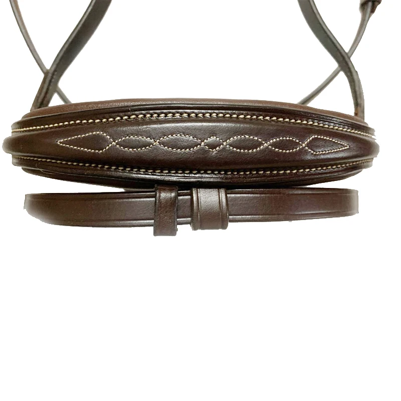 Анатомическая Корона коричневая полностью зернистая кожа уздечка для лошадей с кривошипом квадратная приподнятая необычной строчкой демонстрации