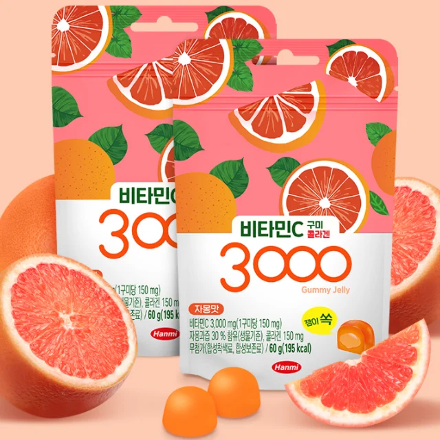 OEM Healthcare Fruity Gummy Jelly Candy Grapefruit Flavor bags Top OEM Vitamin C 3000mg made in Korea