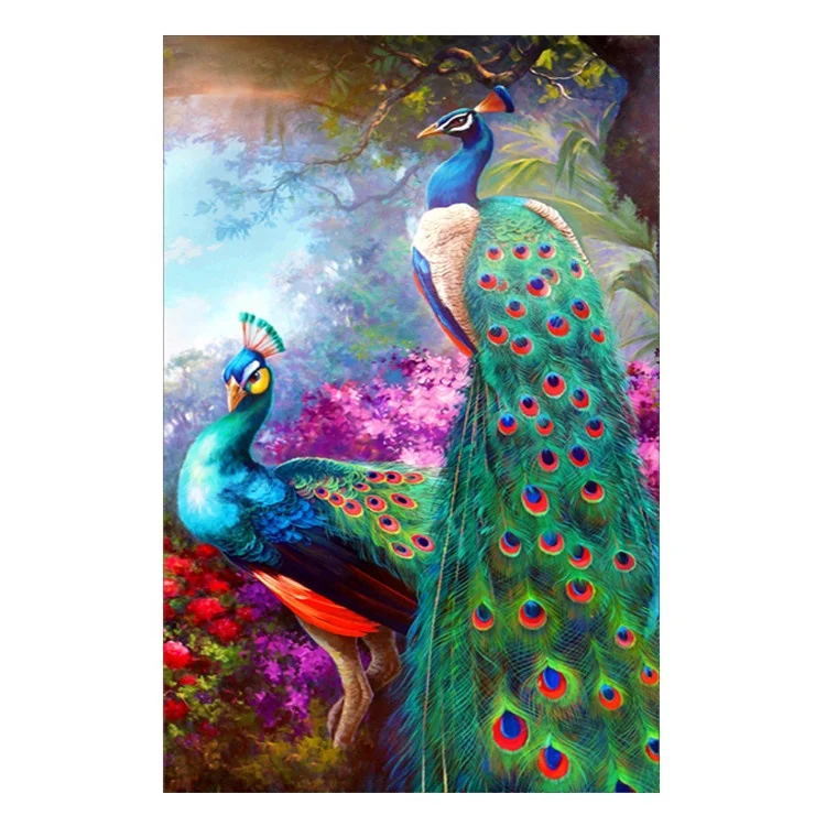 Full Drill 5d Diy Diamond Painting Peacock And Flower Rhinestones Diamond Embroidery Wall Paintings For Living Room