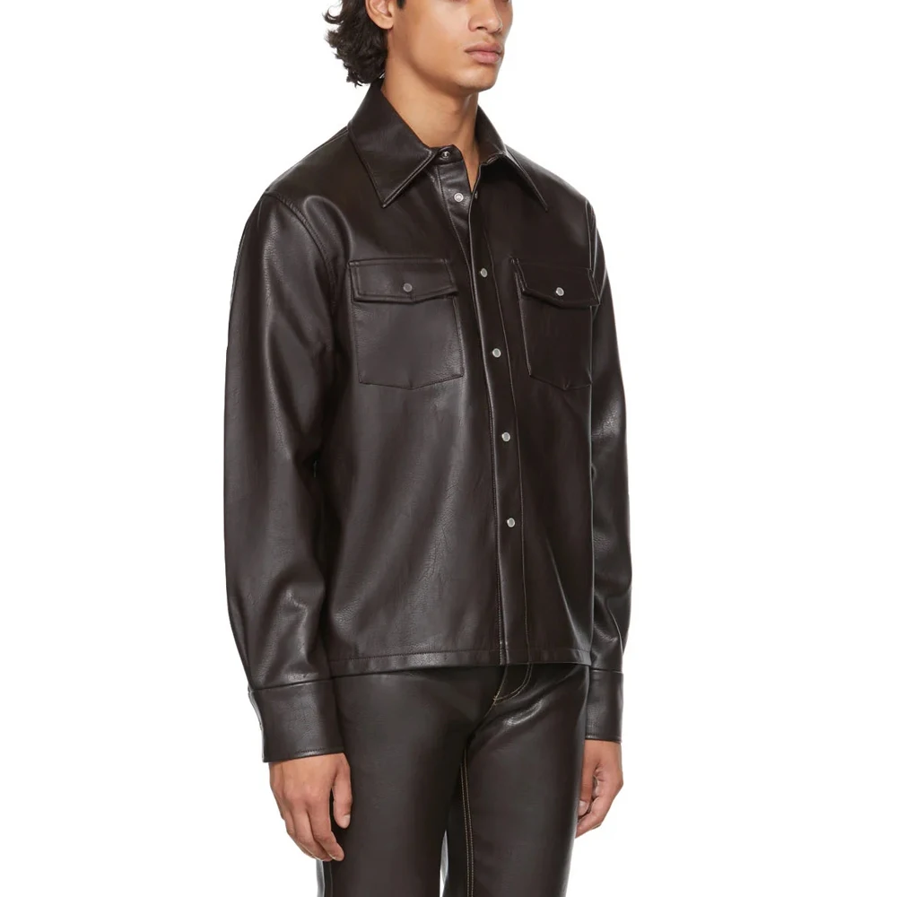 Мужская рубашка из искусственной кожи