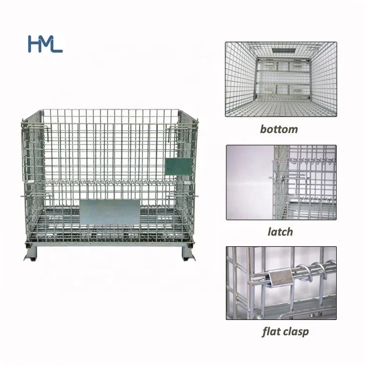 Сверхмощный Промышленный складской складной контейнер из цинковой металлической проволочной