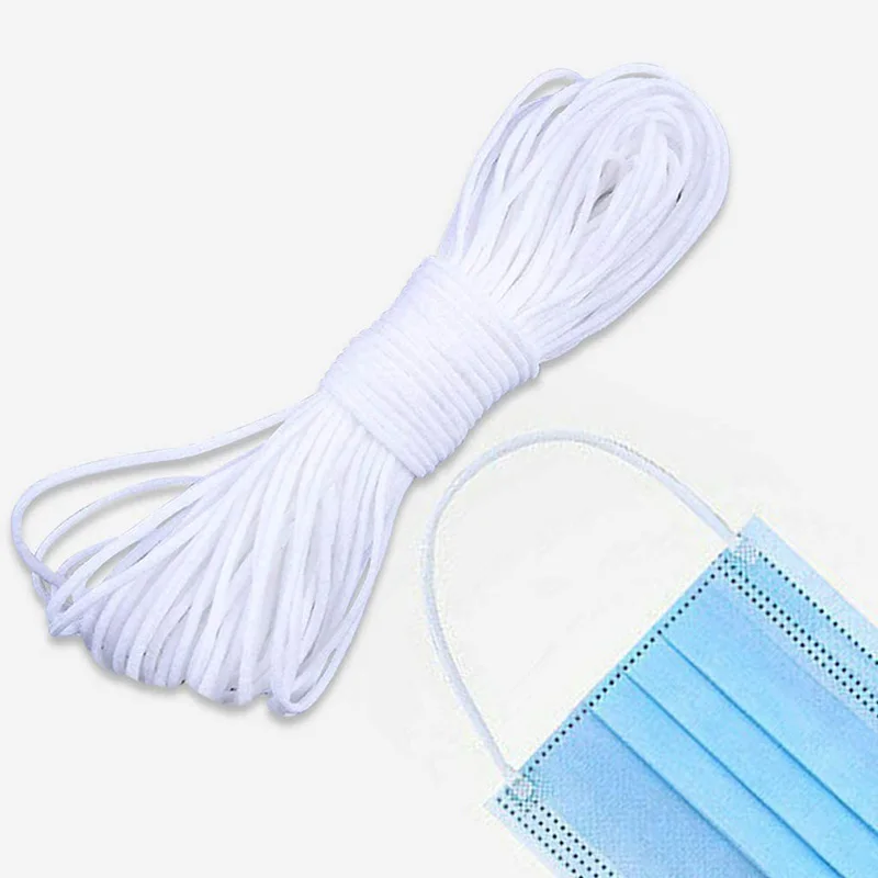 White 3mm 5mm Elastic Earloop String Rope Disposable Ear Band Cord Spandex DIY Round Durable Earloop For Sewing