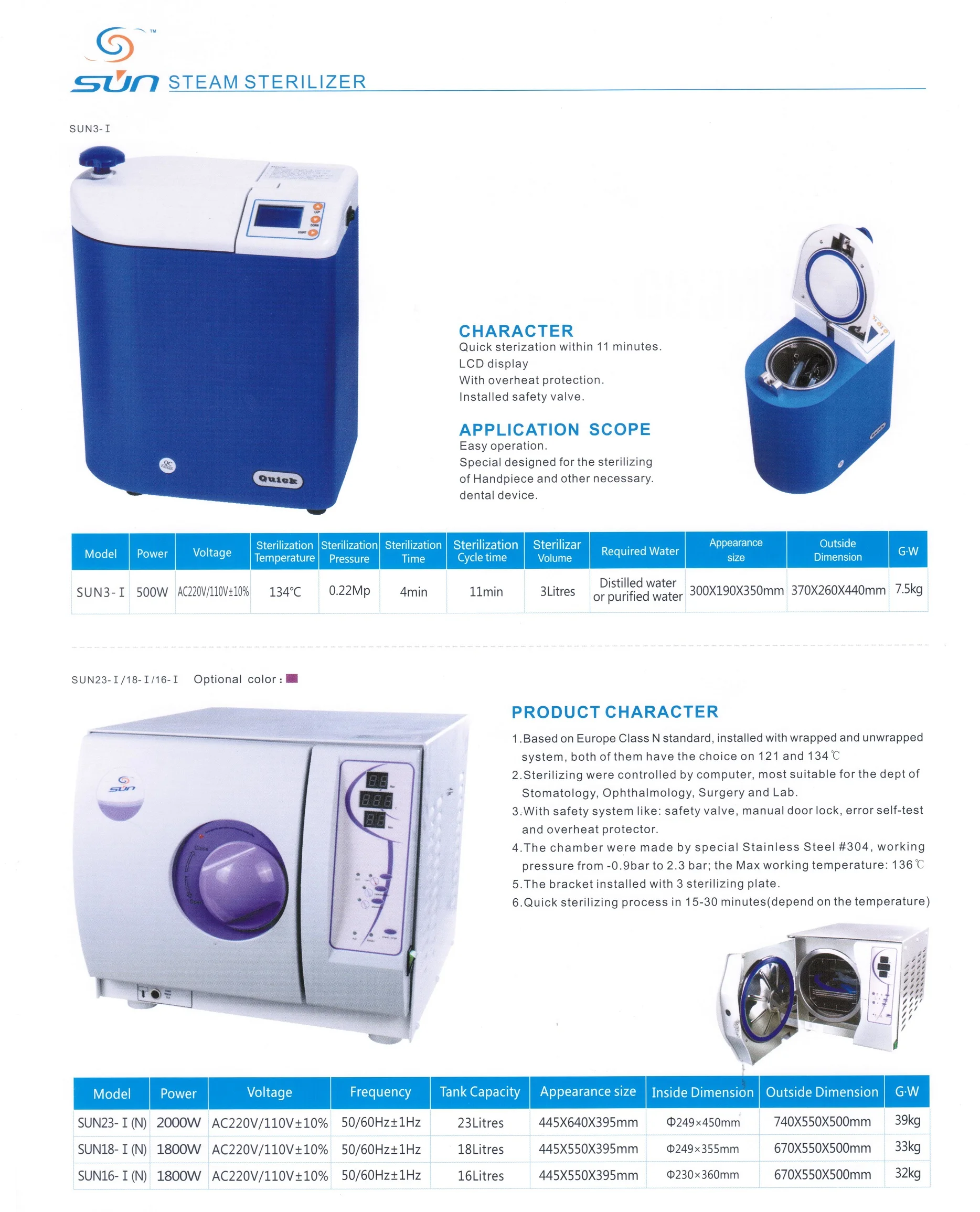 SUN economical Class N 16-23L 2021 best selling dental Autoclave