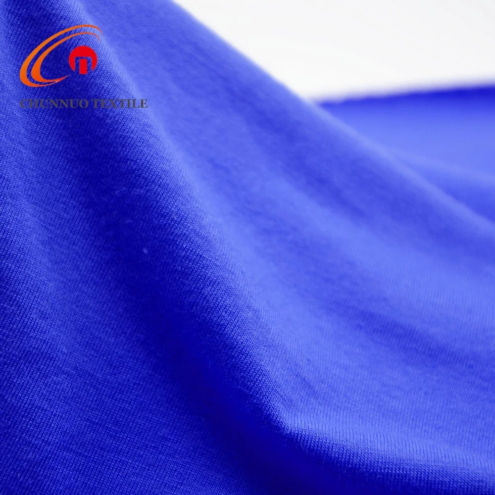 Good Stretch 96%Polyester 4% Spandex  Poly Spun Solid Dyed Single Jersey Knitted Fabric For T-shirt