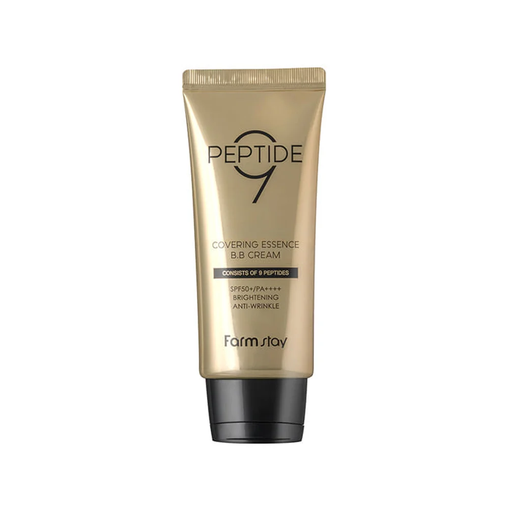 FARMSTAY PEPTIDE9 COVERING ESSENCE B.B CREAM  - made in Korea Cosmetic - Korean Style Makeup - UV protection Waterproof