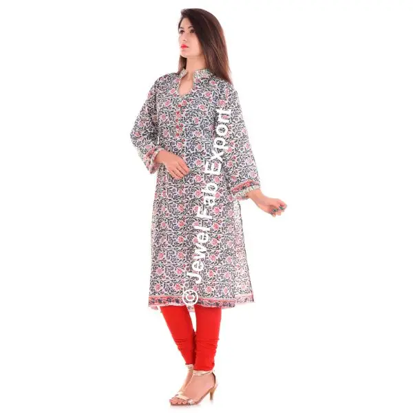 Women Printed Cotton Blend Straight Kurti With Pant Women Dress Set Handmade Summer Wear Indian Ethnic Top Tunic Bottom Pant