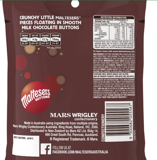 Maltesers Buttons 120g from Australia Malt balls