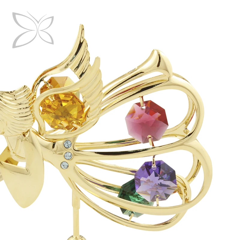 Crystocraft Luxury Gold Plated Metal Crystal Angel Figurine Decorated with Brilliant Cut Crystals