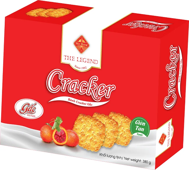 Premium Quality Gac fruit & Sesame Flavour Crispy Tasty Yummy Cracker Biscuits in Paper Box