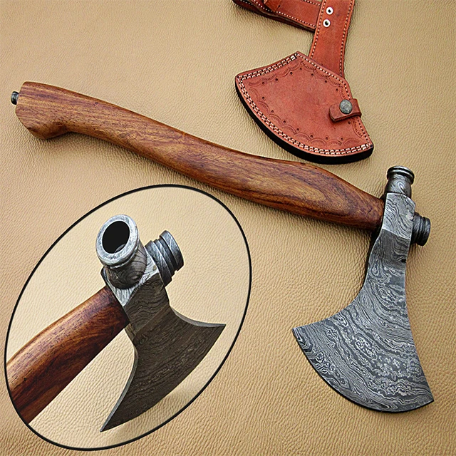 Топор Ручной работы из дамасской стали с ручкой из натурального дерева