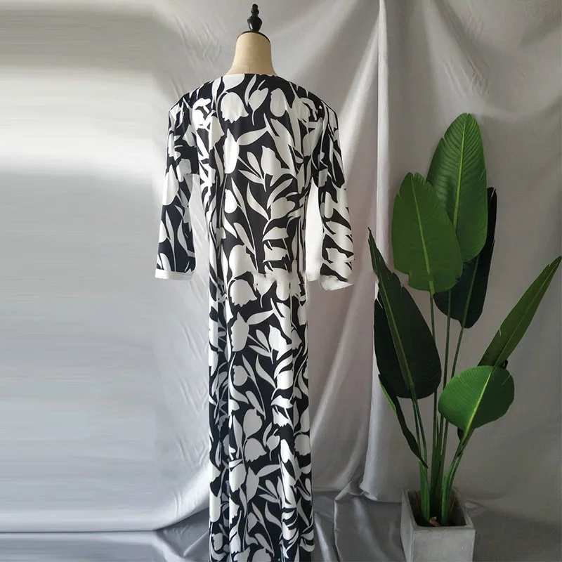 Wholesale Printed Polyester Plus Size Kaftan Abaya Islamic Clothing Cardigan Dubai Abaya Muslim Cloth