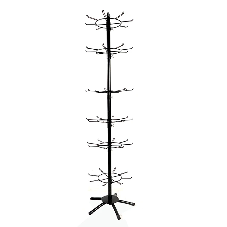 6 tiers spinner display rack rotating key chain display stand floor rack 48 hooks