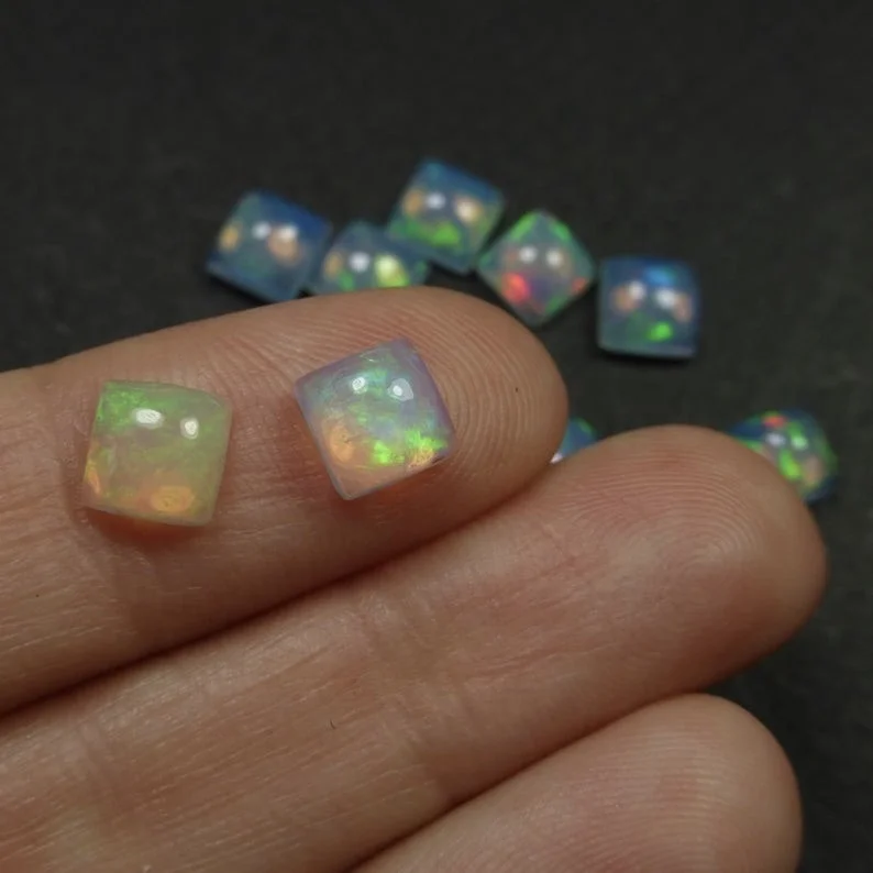 Buy Fire Ethiopian Opal Loose Gemstone 3mm Square Cabochons Semi Precious Assorted Loose Gemstone At Factory Cost