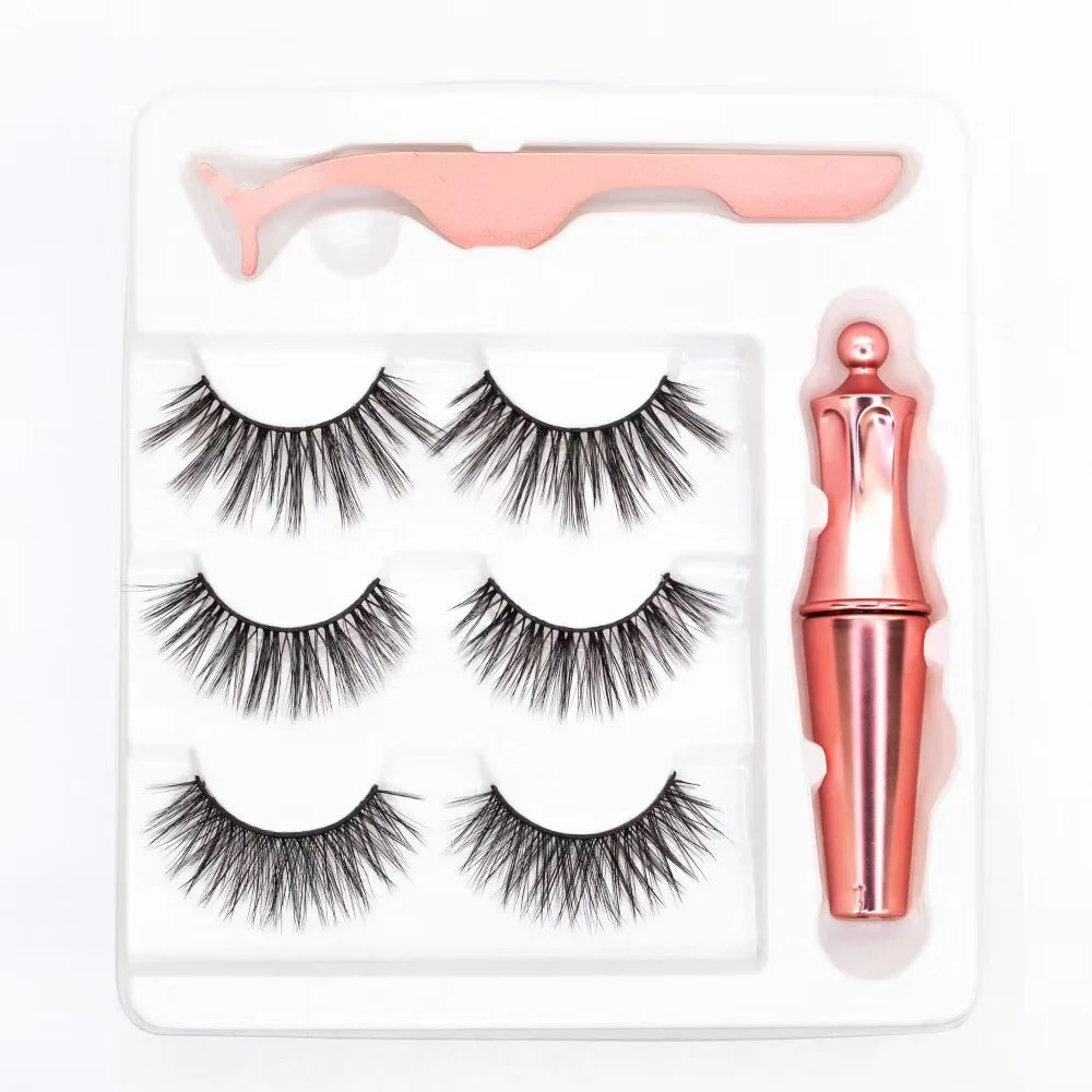 Guangzhou best selling magnetic eye lash custom black magnetic false eyelashes with eyeliner