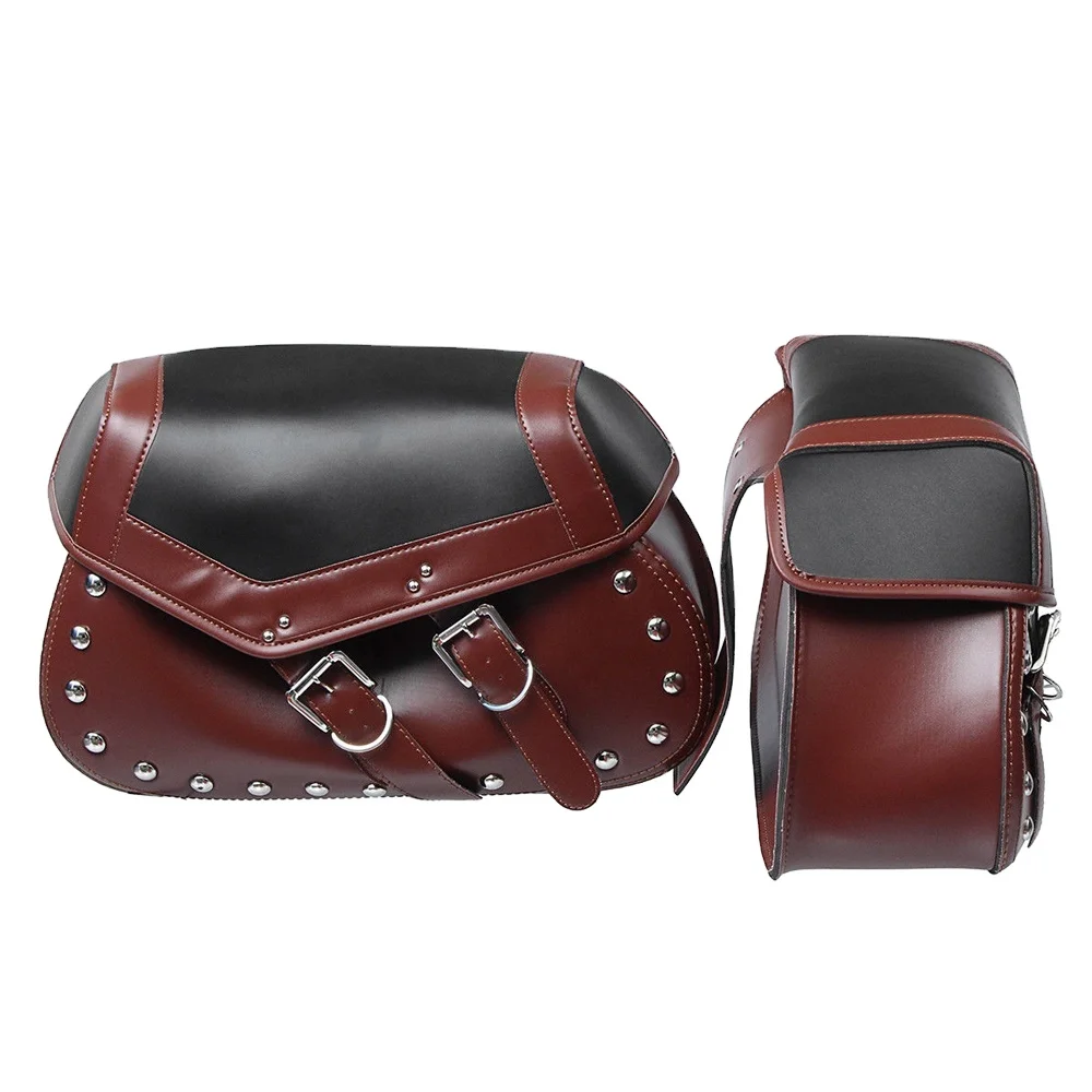 Sella in Pellesella Professional Wholesaler Motorbike Leather Side Bag Motorcycle Saddle bag For Harley Sportster