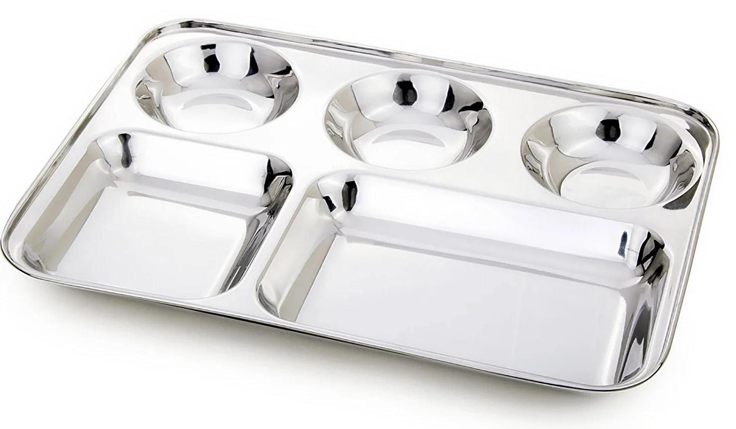 high quality stainless steel set of 5 rectangular shape new dinner plate 5 sections divided Technology Glass Packing Packaging