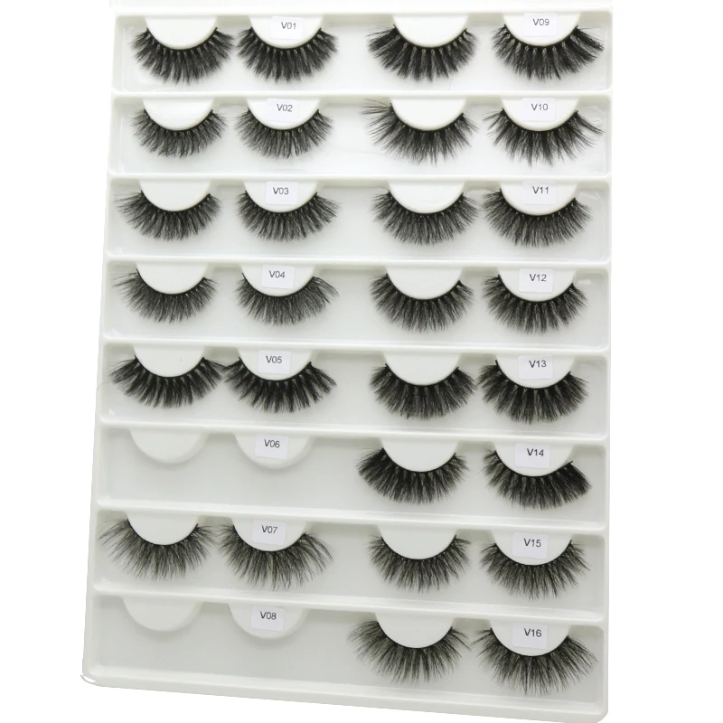 Eub Free Shipping HV series Crisscross natural thick 3D pack 5 pairs false eyelashes private label false eye lash packaging box