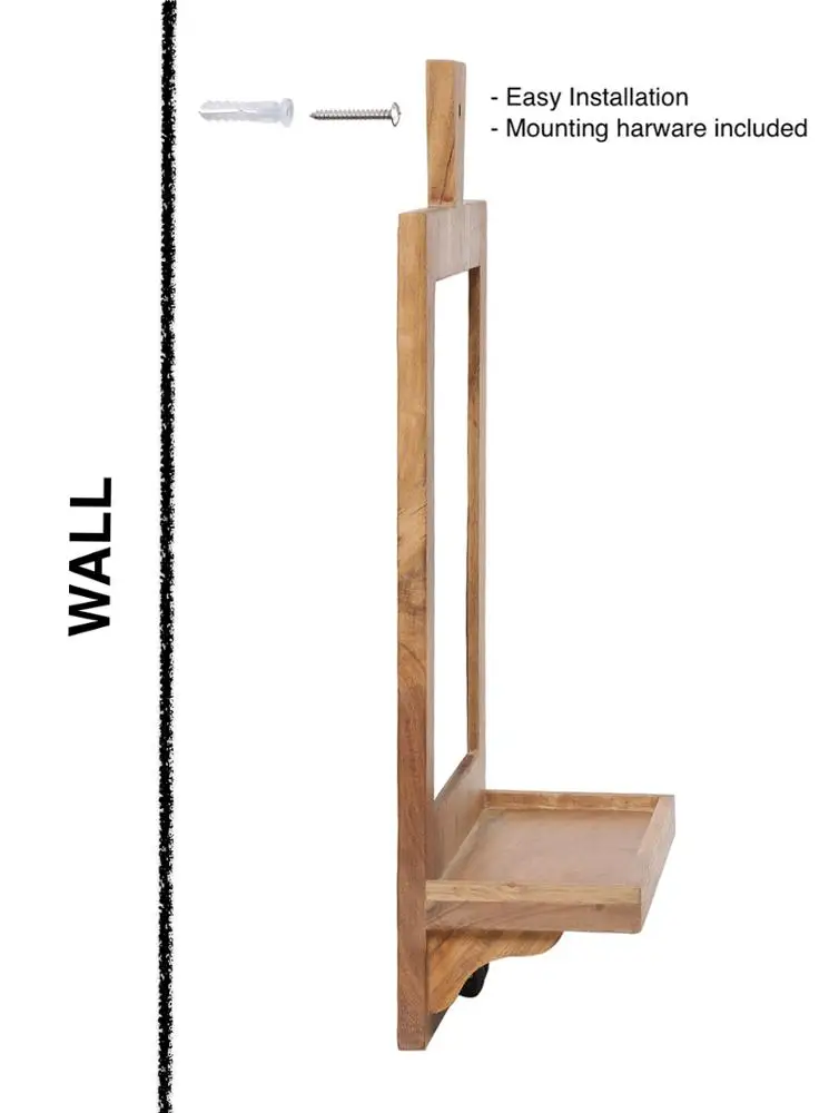 Wall Mount Mirror with Wood Shelf and Hooks for Towel Hangng Handcrafted Wooden Mirror Wall Mount Bathroom Wooden Mirror Shelf