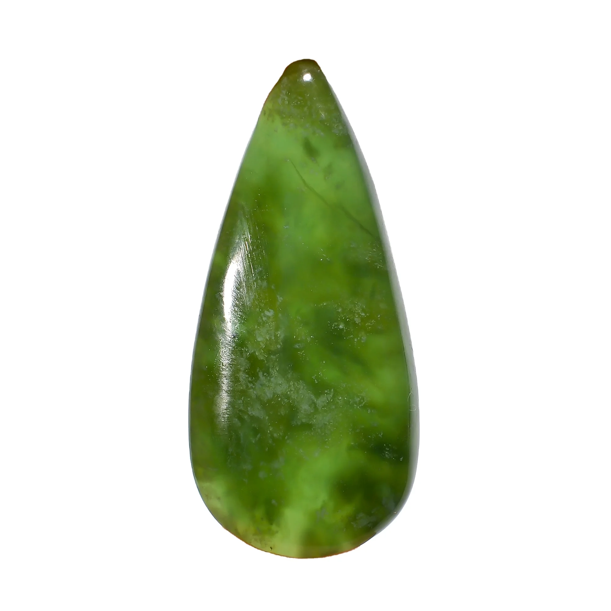Elegant Top Grade Quality 100% Natural Nephrite Jade Pear Shape Cabochon Loose Gemstone For Making Jewelry 43.5 Ct. 44X20X6 mm