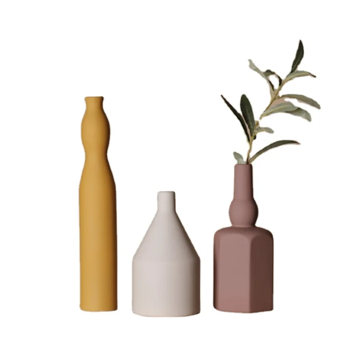 Decorative Matte ceramic vase for home decor pieces modern big tall vase porcelain flower design vase