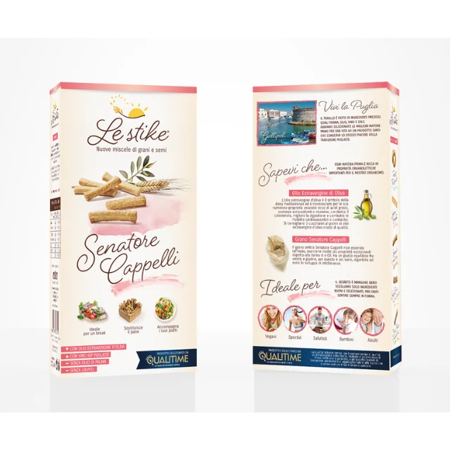 Premium Quality Bread sticks Le Stike with Senatore Cappelli Flour Crunchy Crispy Semolina Snack for deli shop in paper box 200g